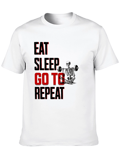 Eat Sleep Go To Gym Repeat Black Graphic Tee