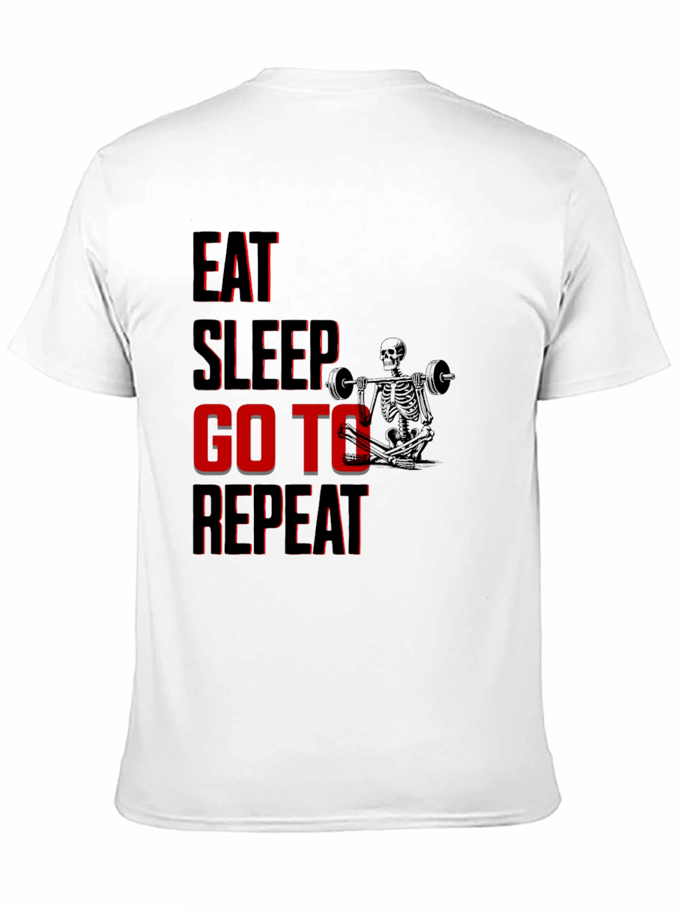Eat Sleep Go To Gym Repeat Black Graphic Tee