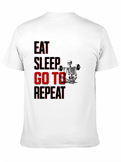 Eat Sleep Go To Gym Repeat Black Graphic Tee
