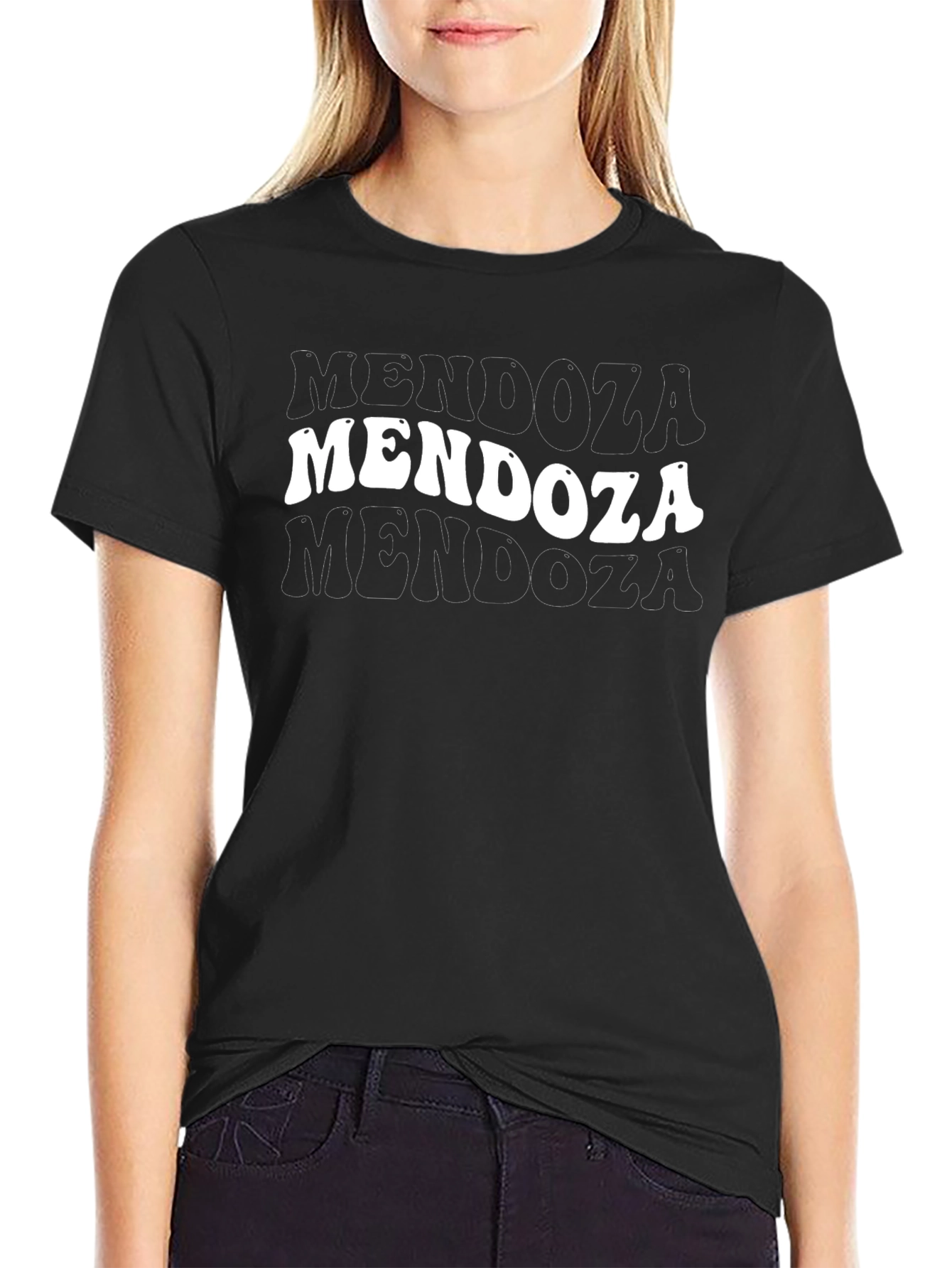 Mendoza Graphic Tee - Retro Stacked Text Design