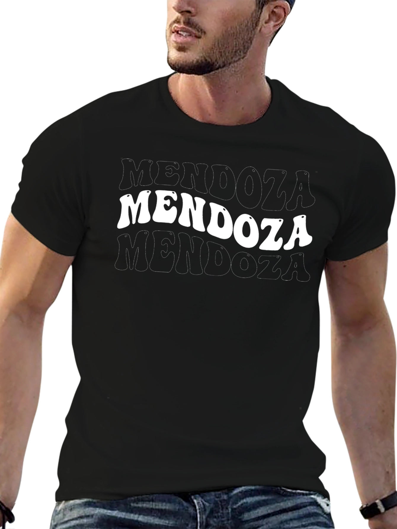 Mendoza Graphic Tee - Retro Stacked Text Design