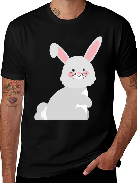 Cute Easter Bunny Graphic Black T-Shirt