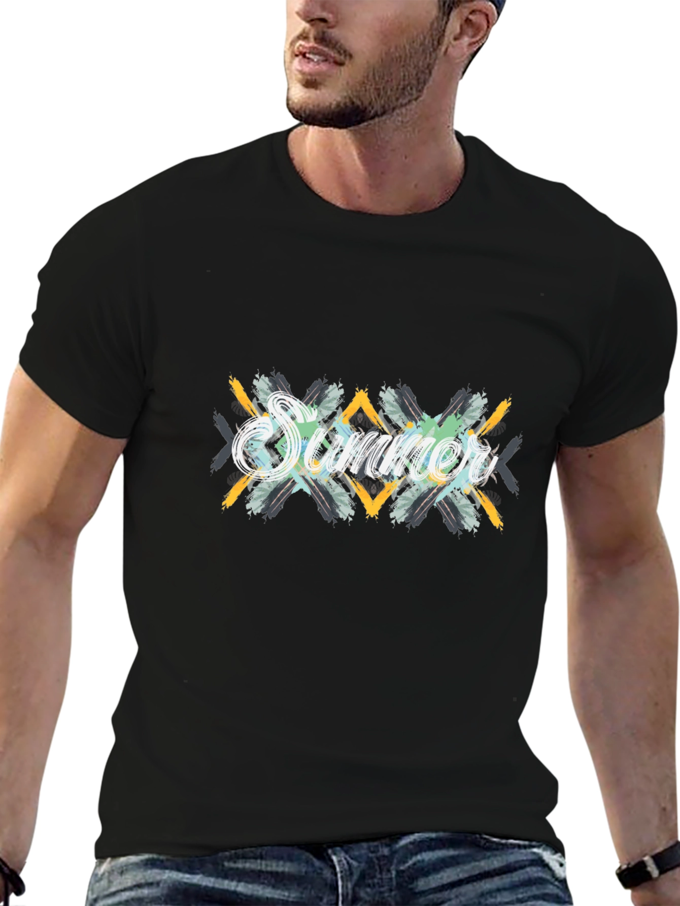 Summer Vibes Graphic Black T-Shirt