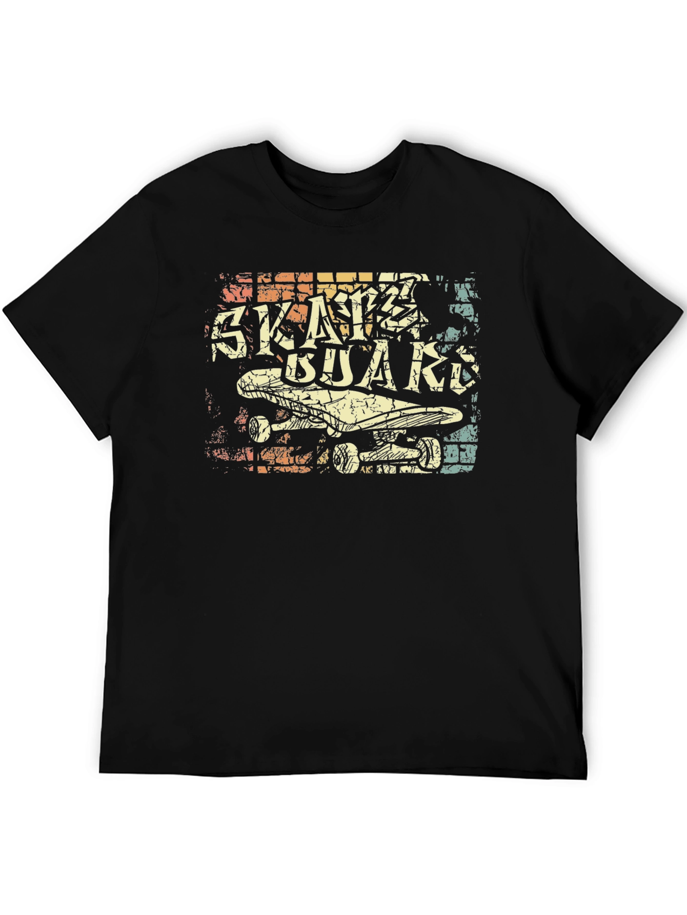 Retro Skateboard Graphic Tee - Black