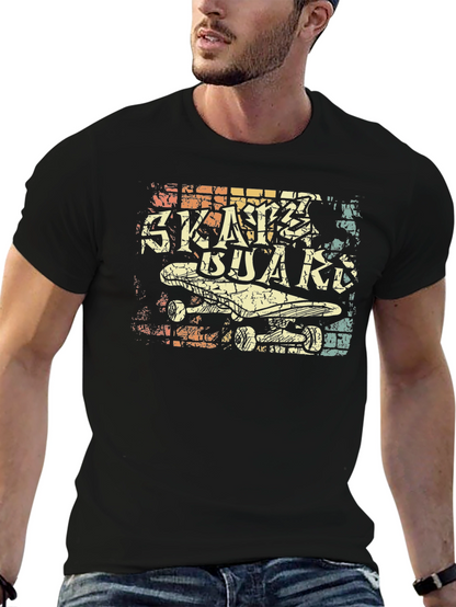 Retro Skateboard Graphic Tee - Black