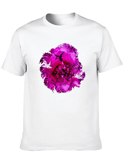 Floral Hummingbird Graphic Black T-Shirt