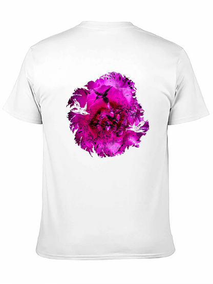 Floral Hummingbird Graphic Black T-Shirt