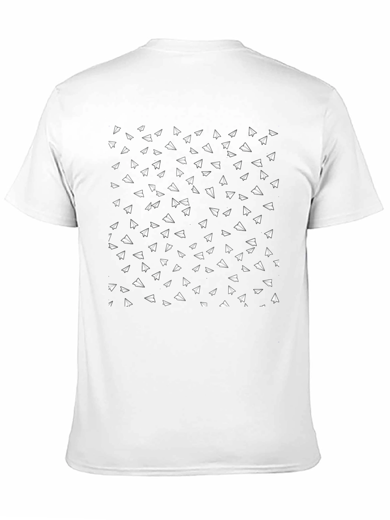 Paper Airplane Pattern Black T-Shirt