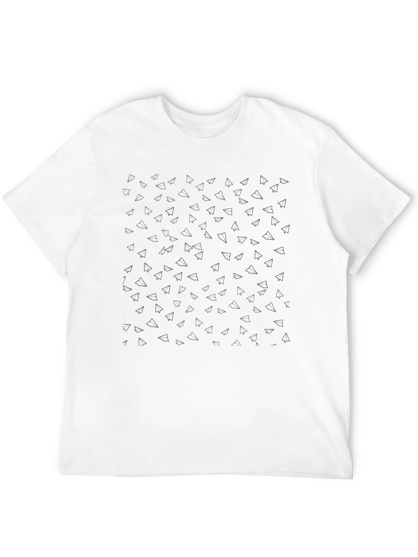 Paper Airplane Pattern Black T-Shirt