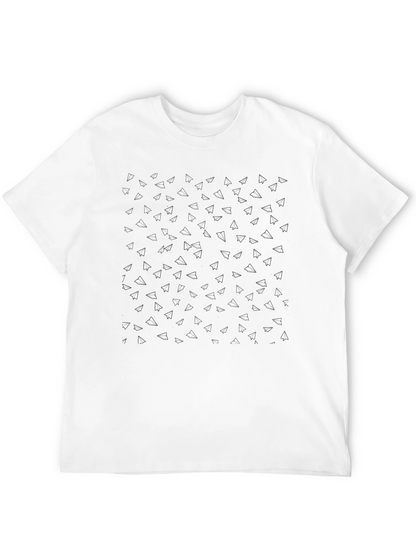 Paper Airplane Pattern Black T-Shirt