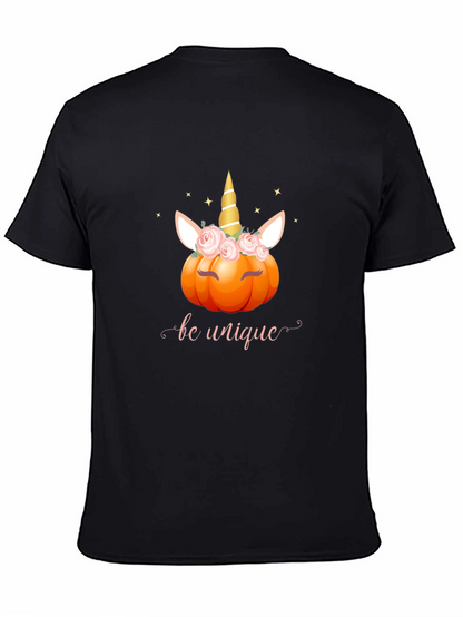Unicorn Pumpkin Be Unique Black T-Shirt