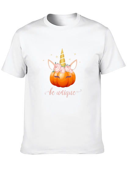 Unicorn Pumpkin Be Unique Black T-Shirt