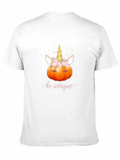 Unicorn Pumpkin Be Unique Black T-Shirt