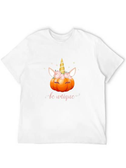 Unicorn Pumpkin Be Unique Black T-Shirt