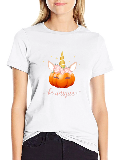 Unicorn Pumpkin Be Unique Black T-Shirt