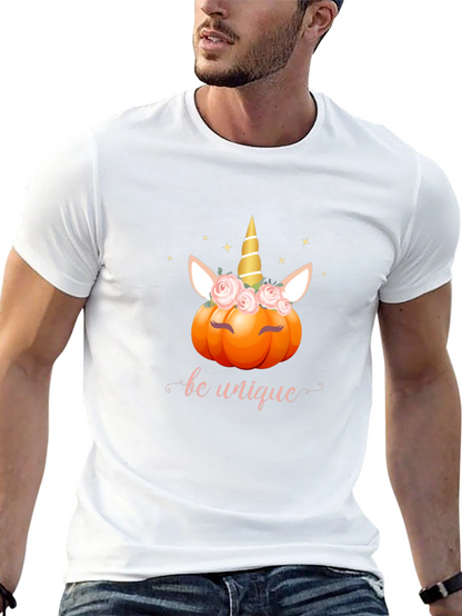 Unicorn Pumpkin Be Unique Black T-Shirt