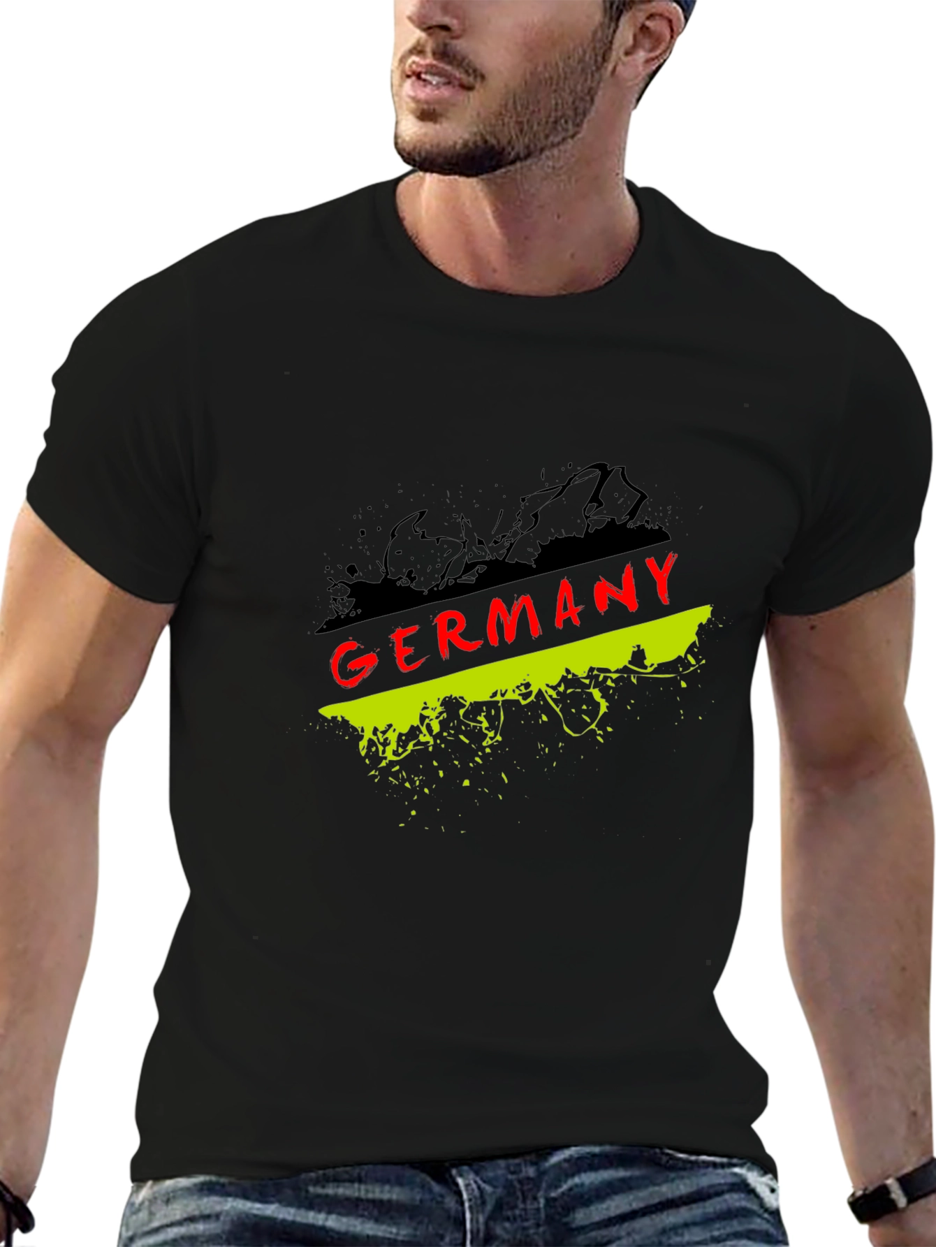 Germany Flag Graphic T-Shirt - Black Crew Neck Tee