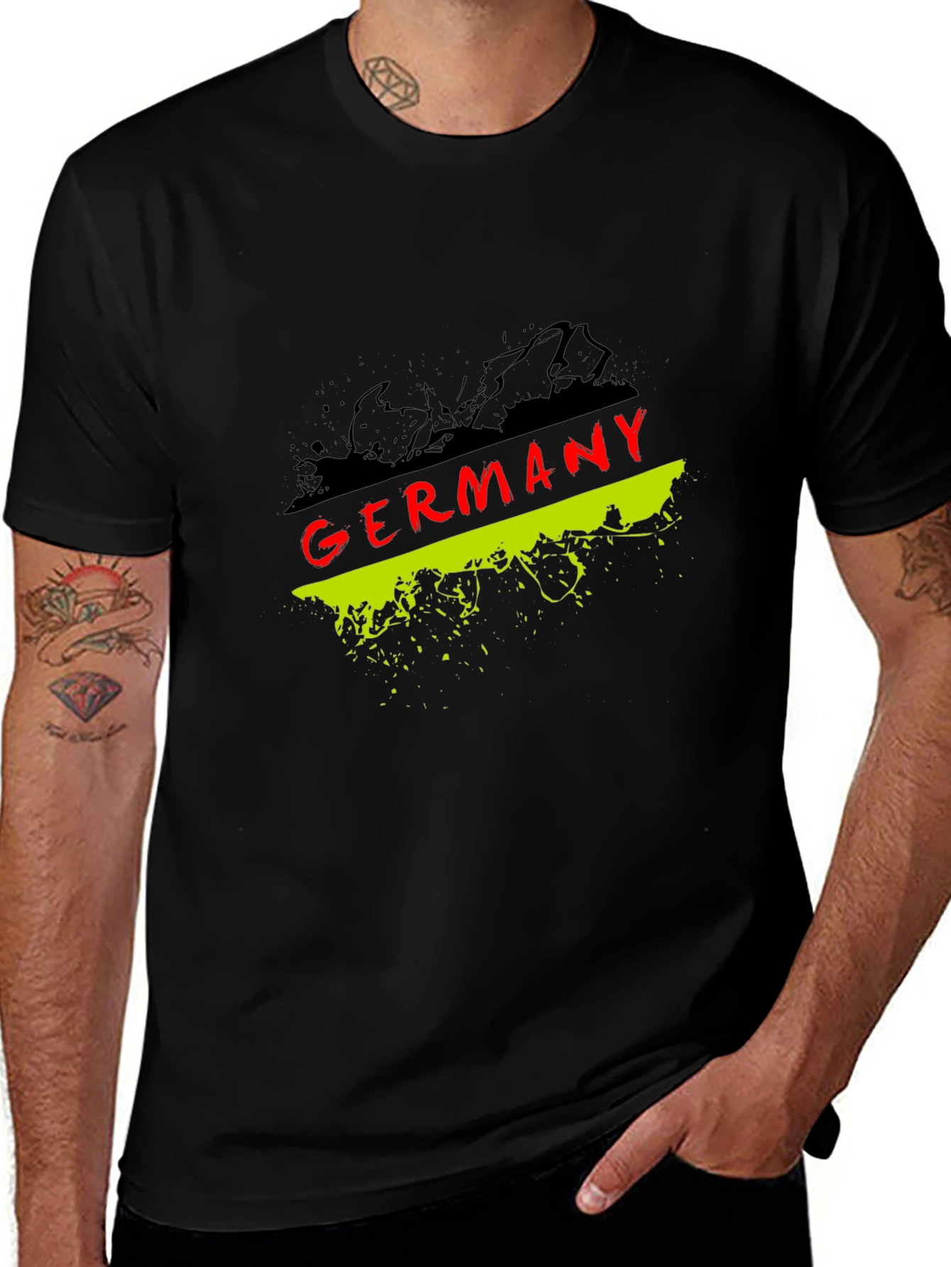 Germany Flag Graphic T-Shirt - Black Crew Neck Tee