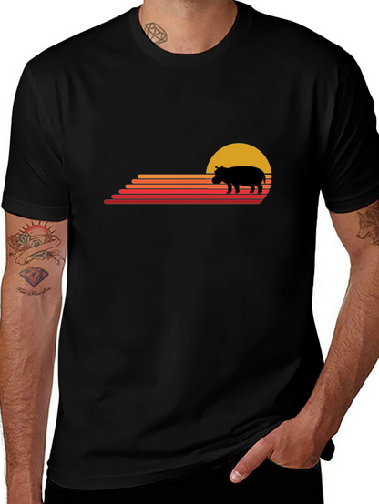 Retro Sunset Hippo Graphic Tee