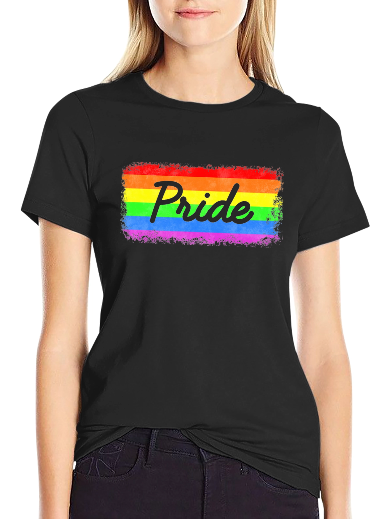 Pride Rainbow Graphic Black T-Shirt