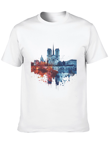 Paris Skyline Graphic Tee - Mens Black T-Shirt