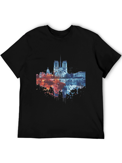 Paris Skyline Graphic Tee - Mens Black T-Shirt