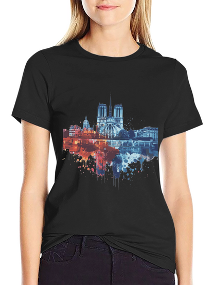 Paris Skyline Graphic Tee - Mens Black T-Shirt