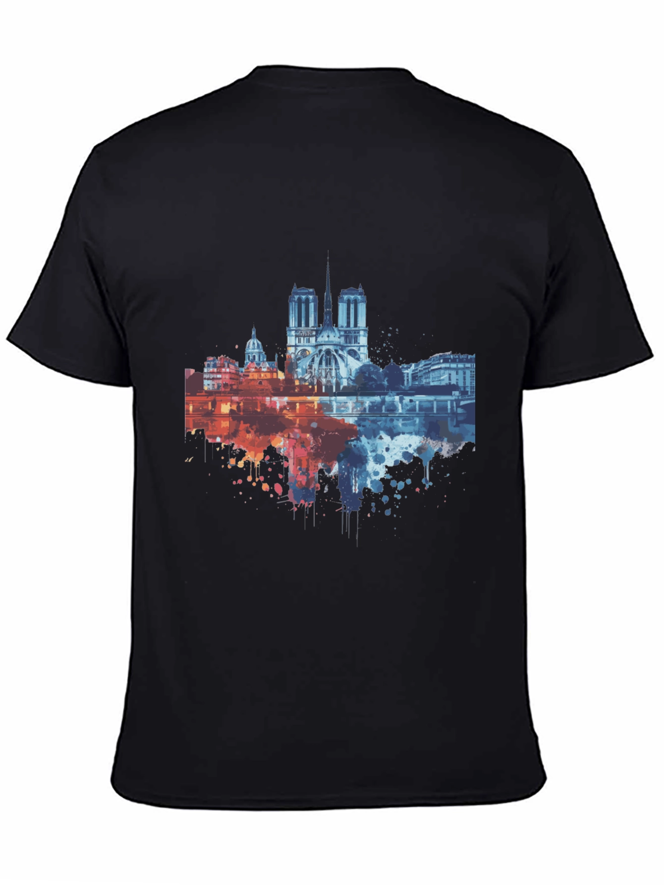 Paris Skyline Graphic Tee - Mens Black T-Shirt