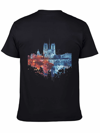 Paris Skyline Graphic Tee - Mens Black T-Shirt
