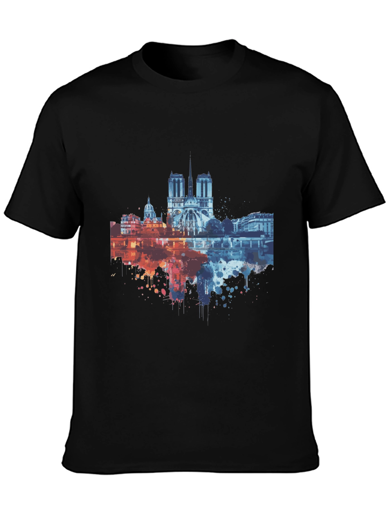 Paris Skyline Graphic Tee - Mens Black T-Shirt