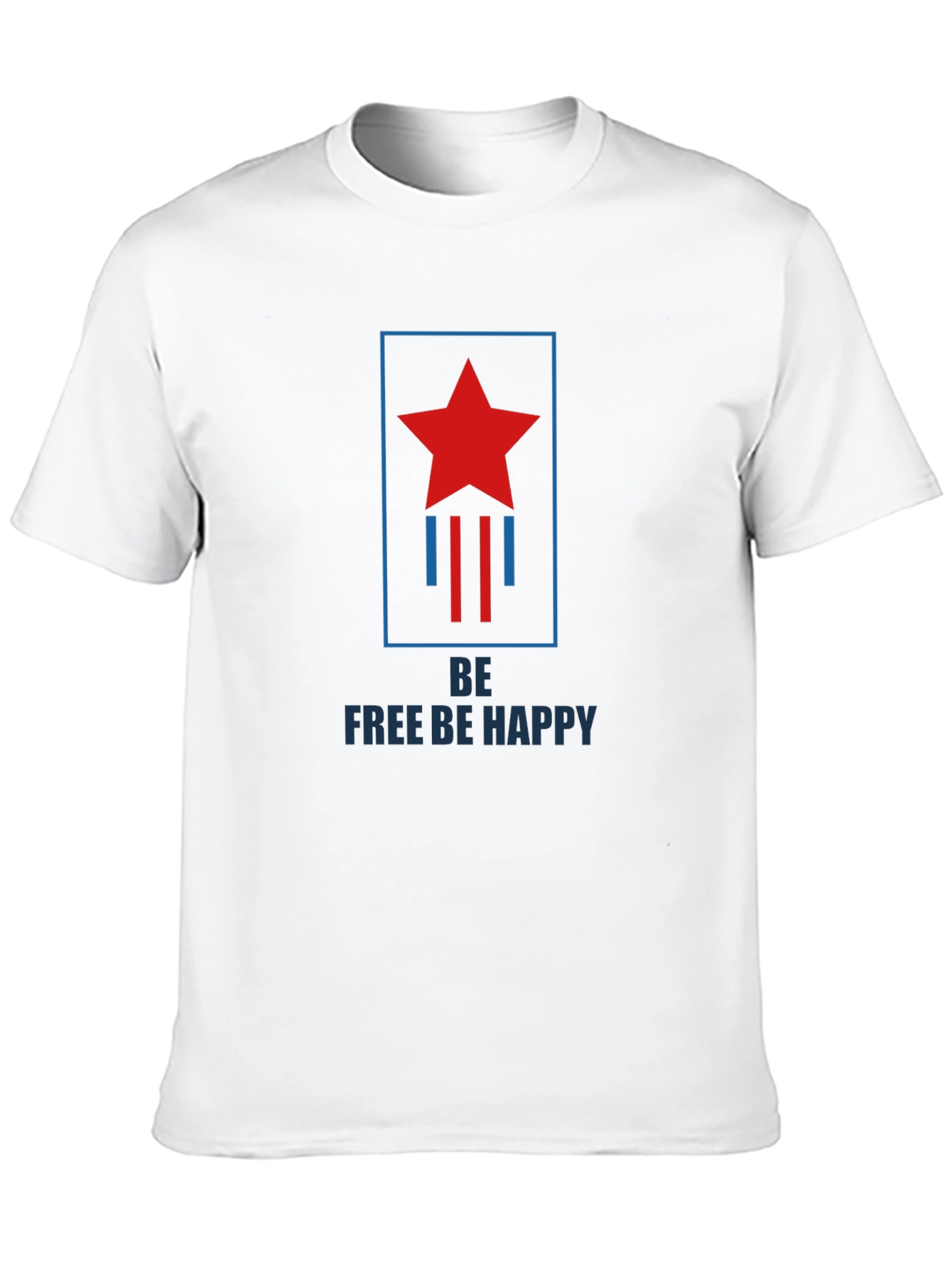 Be Free Be Happy Graphic Print Crew Neck T-Shirt