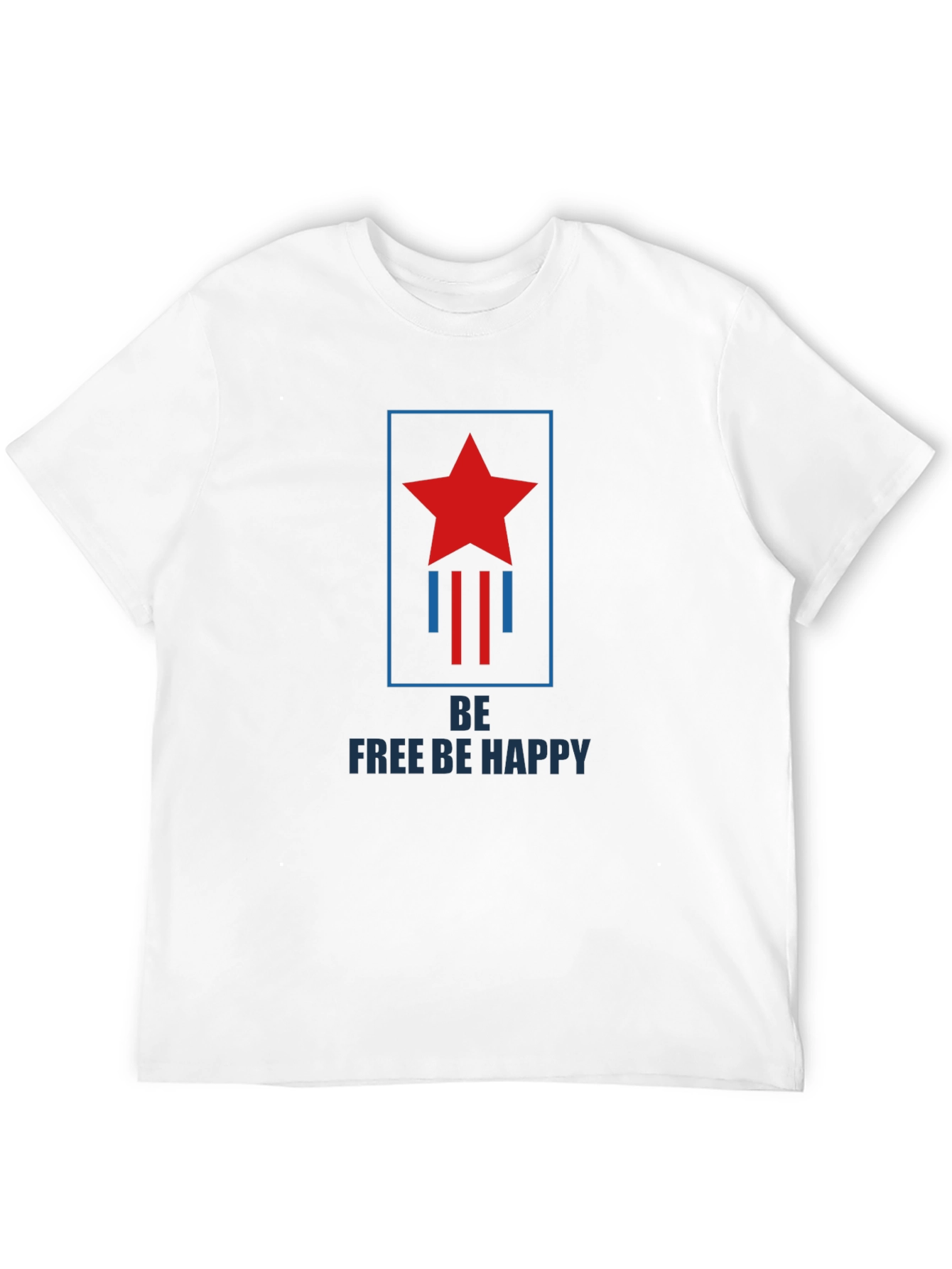 Be Free Be Happy Graphic Print Crew Neck T-Shirt