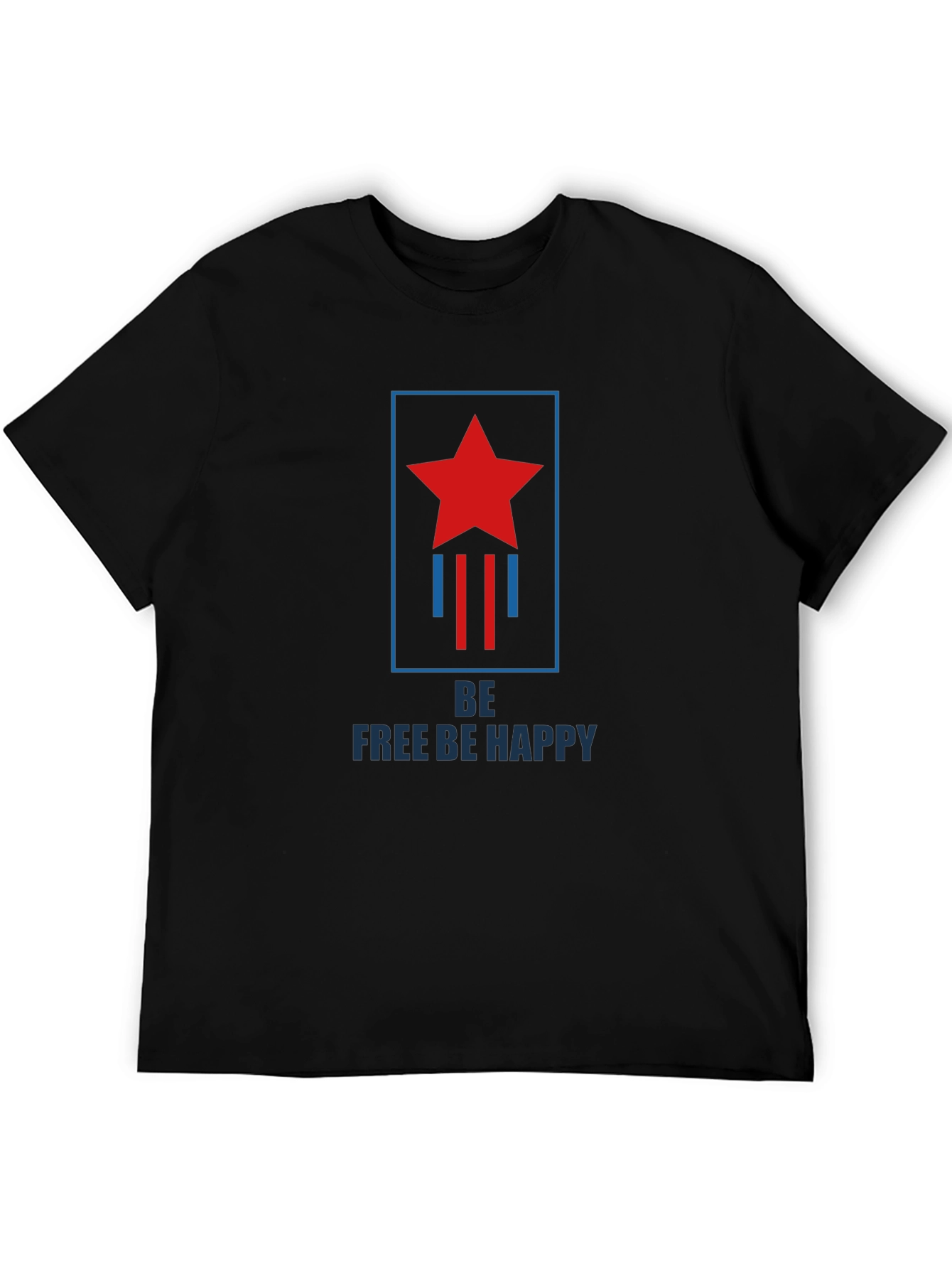 Be Free Be Happy Graphic Print Crew Neck T-Shirt