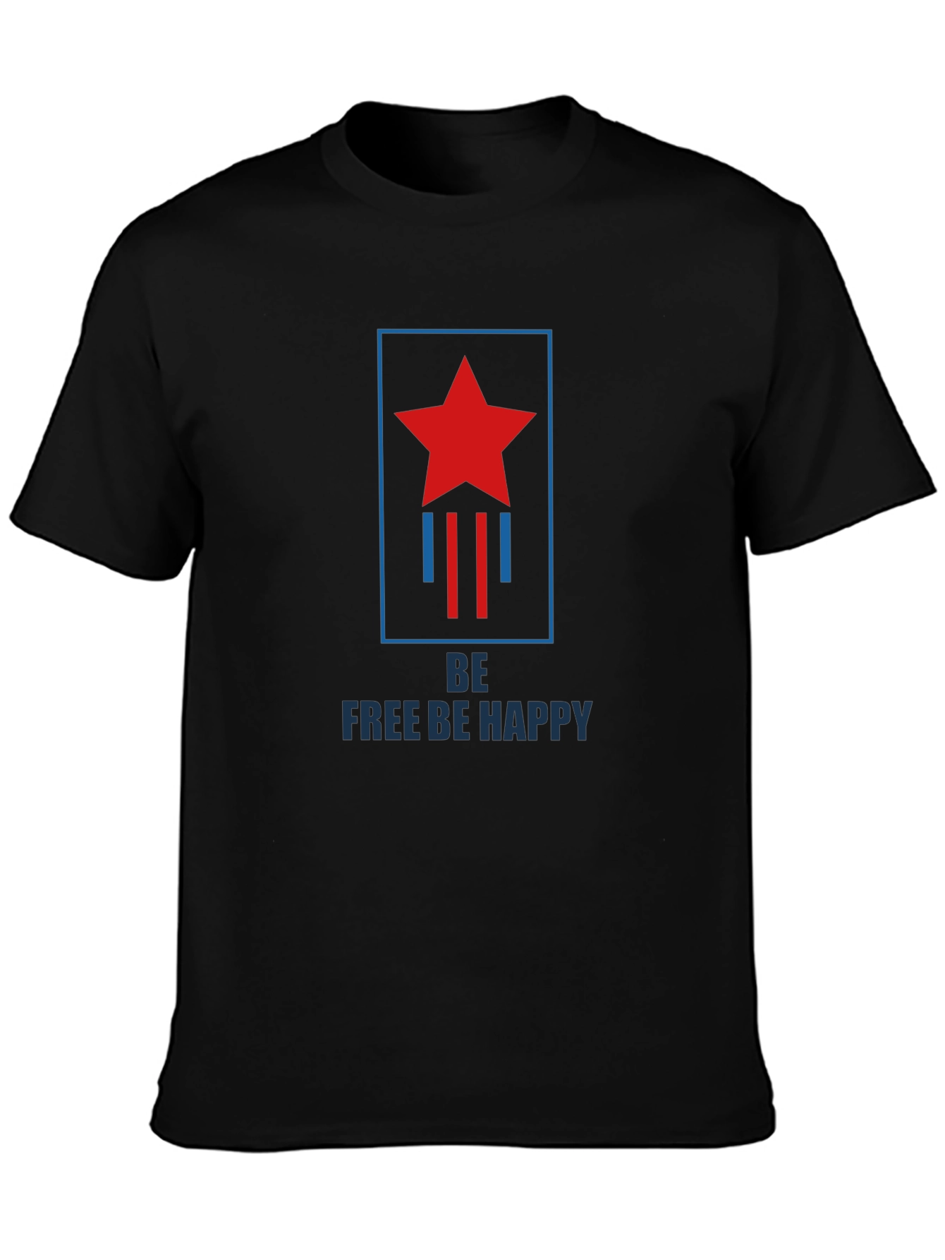 Be Free Be Happy Graphic Print Crew Neck T-Shirt