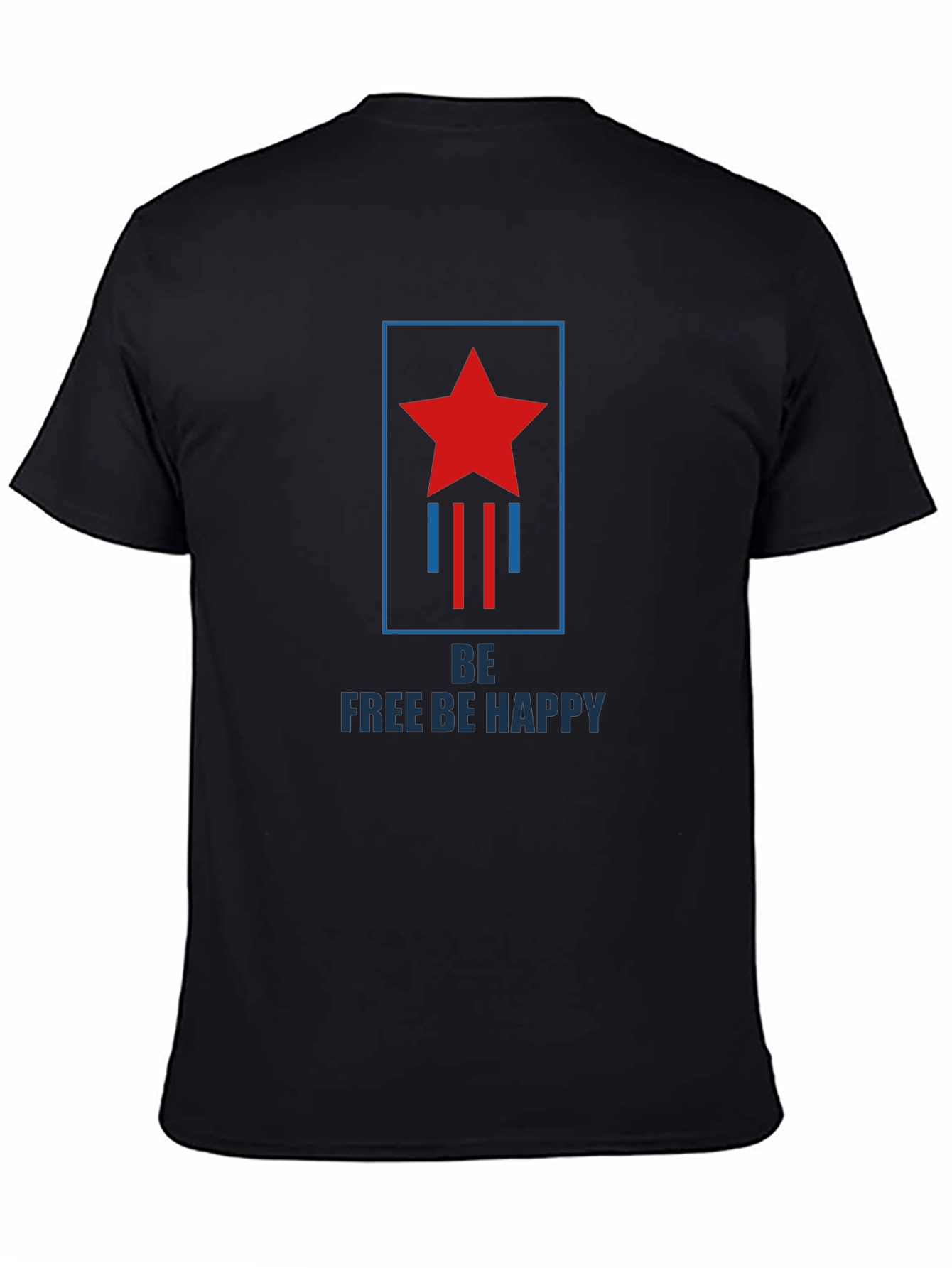 Be Free Be Happy Graphic Print Crew Neck T-Shirt