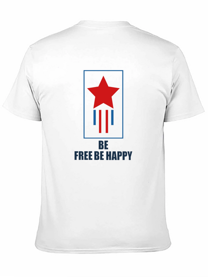 Be Free Be Happy Graphic Print Crew Neck T-Shirt