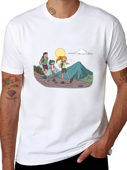 Hiking Family Graphic Tee - Black Cotton