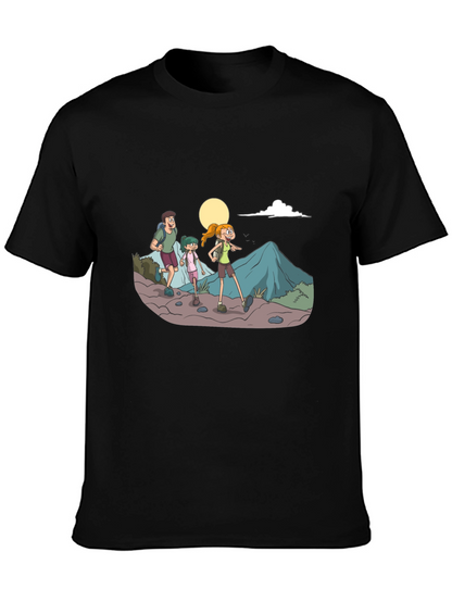 Hiking Family Graphic Tee - Black Cotton