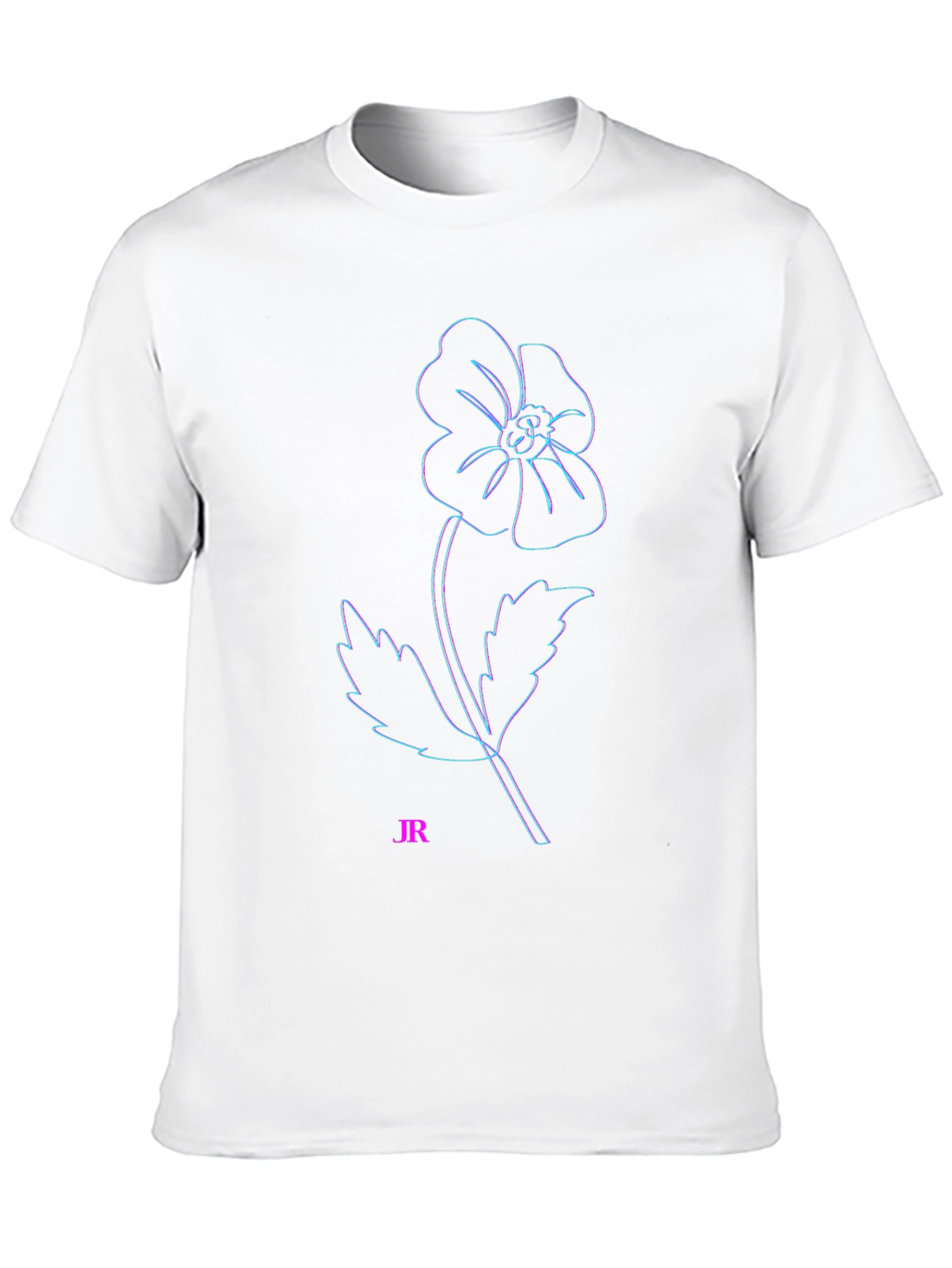 Modern Flower Outline Black T-Shirt