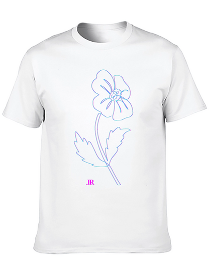 Modern Flower Outline Black T-Shirt