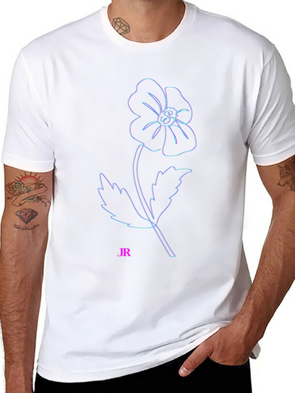 Modern Flower Outline Black T-Shirt