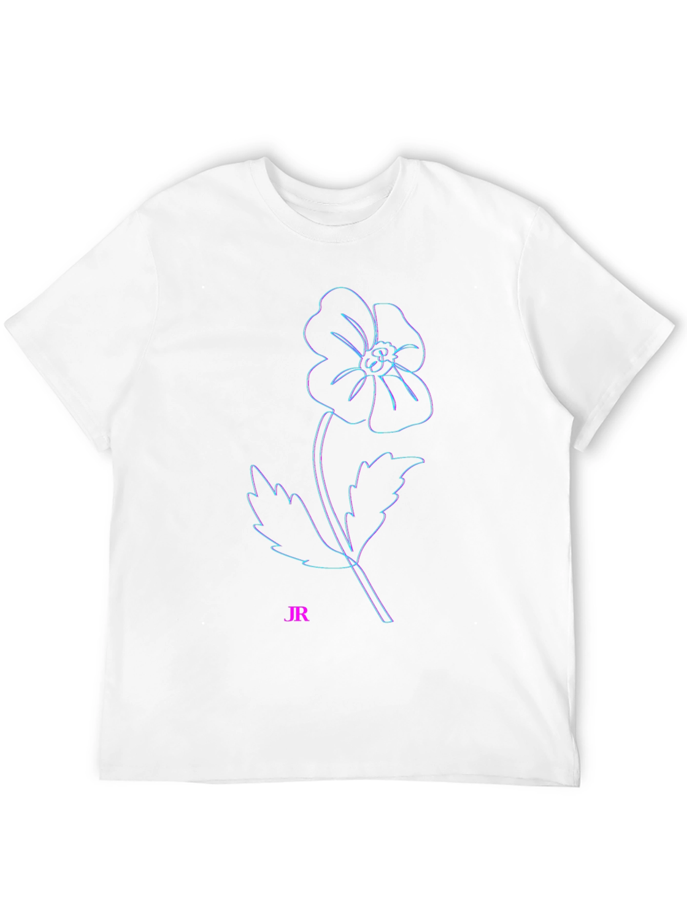 Modern Flower Outline Black T-Shirt