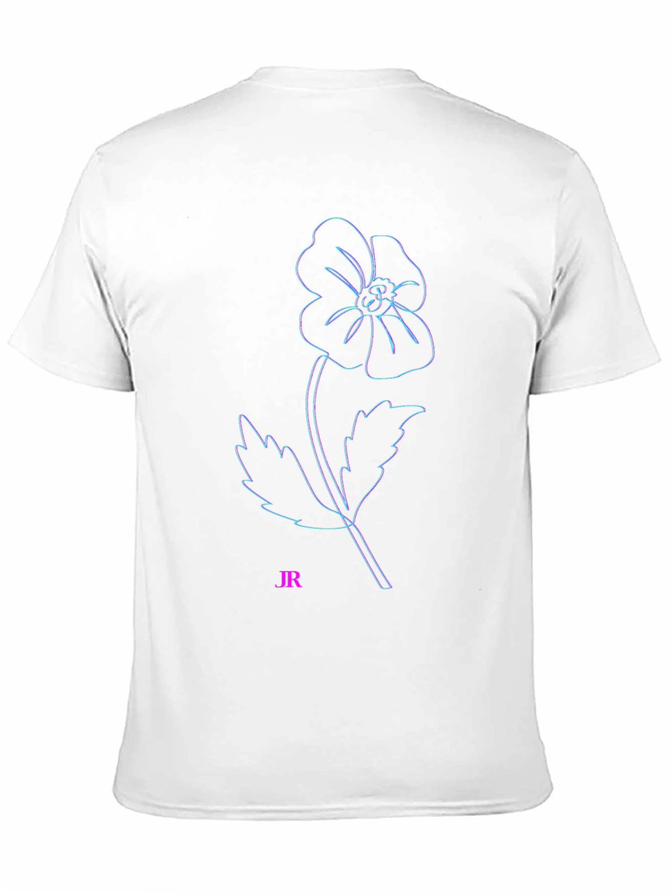 Modern Flower Outline Black T-Shirt