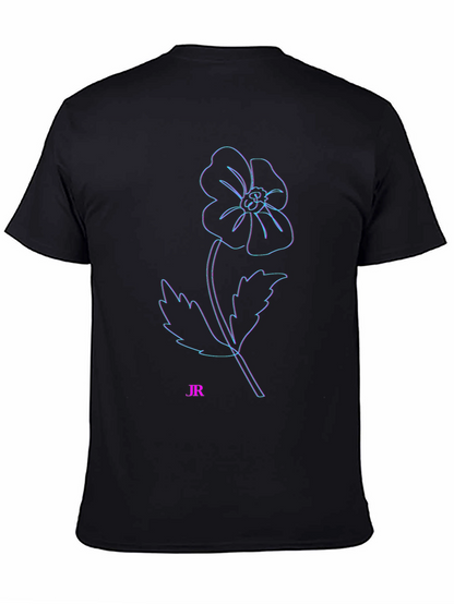Modern Flower Outline Black T-Shirt