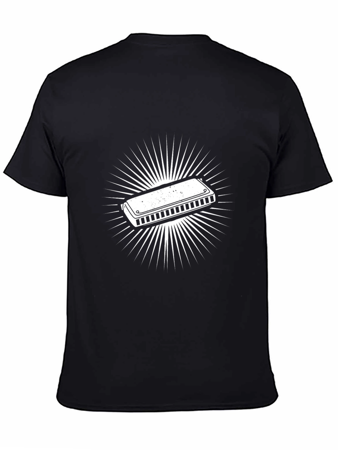 Harmonica Graphic Tee - Black Cotton Casual T-Shirt