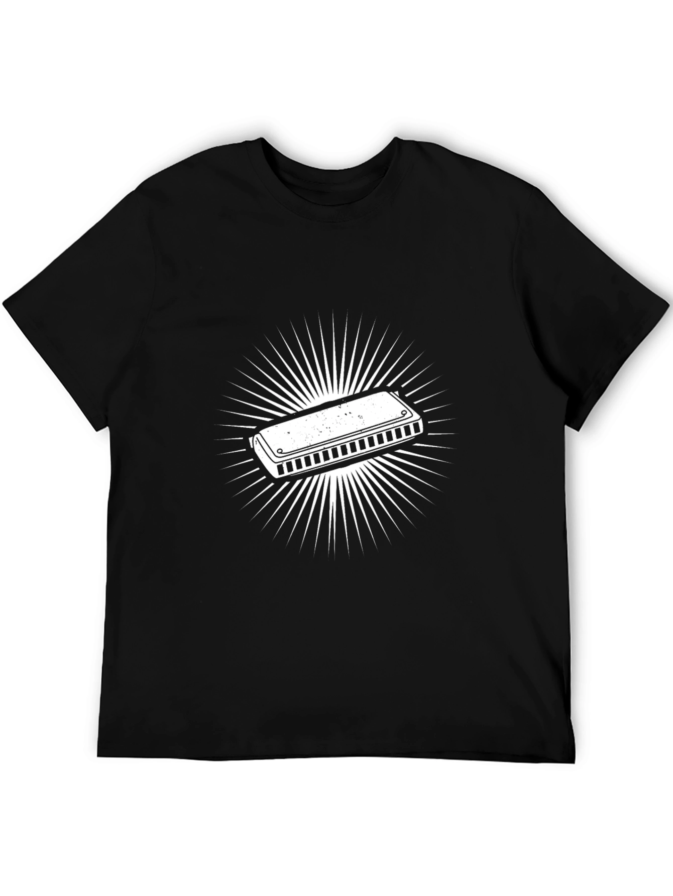 Harmonica Graphic Tee - Black Cotton Casual T-Shirt