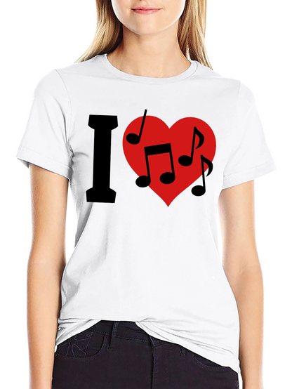 I Love Music T-Shirt - Crew Neck - Black