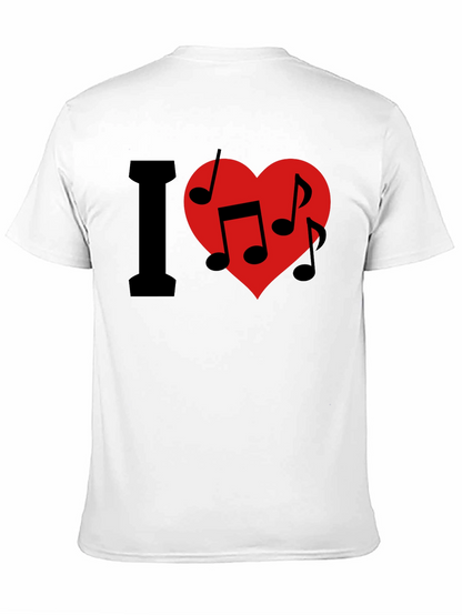 I Love Music T-Shirt - Crew Neck - Black