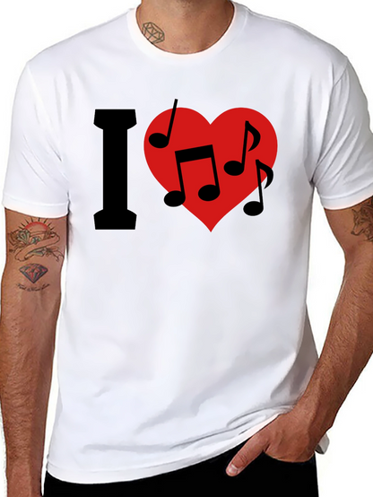 I Love Music T-Shirt - Crew Neck - Black