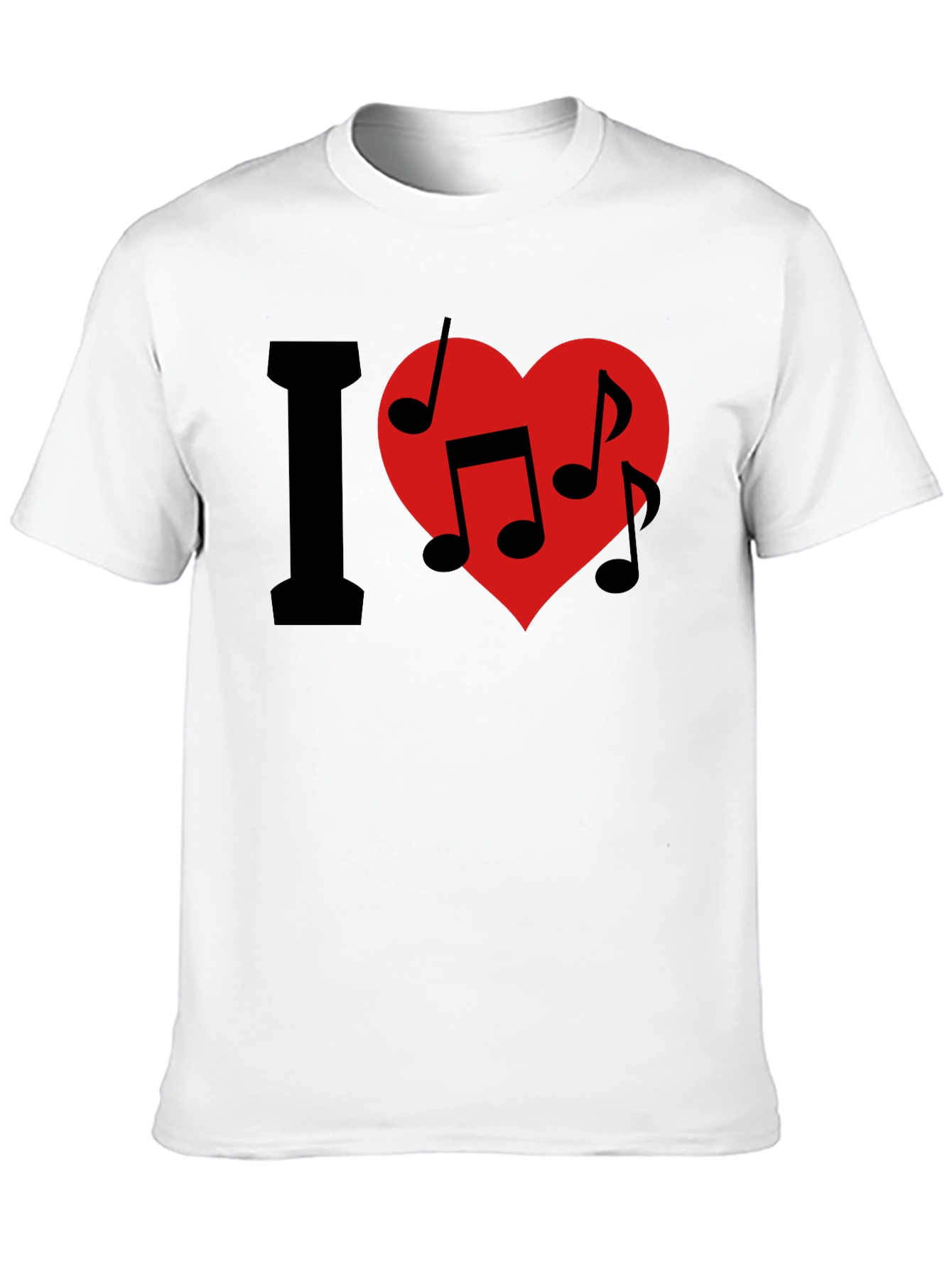 I Love Music T-Shirt - Crew Neck - Black